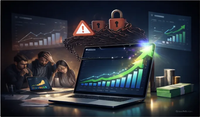 An illustration of a Google Ads budget bottleneck where a standard account gets suspended or limited when spend increases too quickly