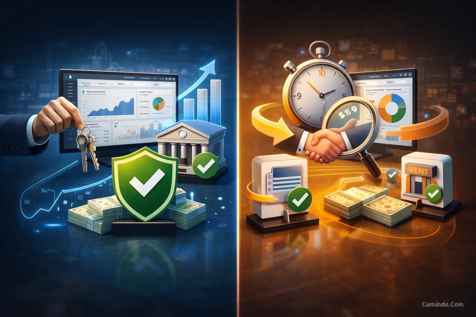 Minh họa so sánh giữa mua và thuê tài khoản Google Ads Invoice theo quyền kiểm soát, chi phí và tốc độ triển khai