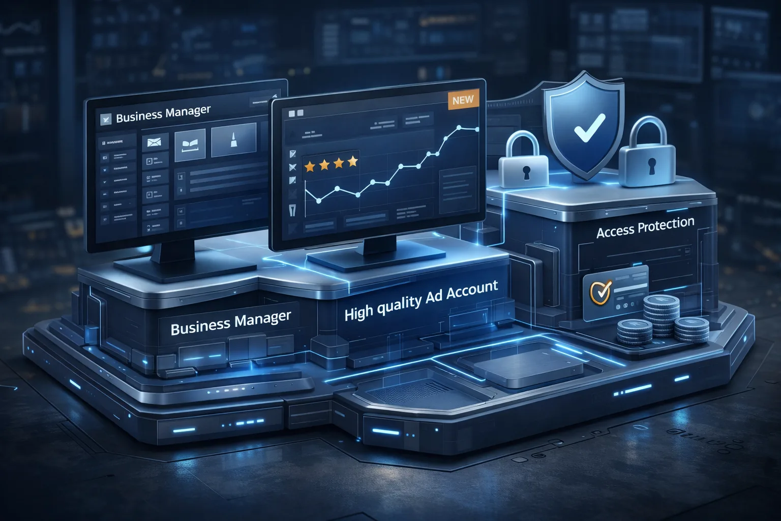 Minh họa việc xây lại hệ thống tài nguyên quảng cáo với BM, tài khoản chất lượng và phương án dự phòng sau khi kháng nghị thất bại